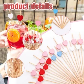 Heart-Shaped Cocktail Picks - 110 Pcs for Celebrations