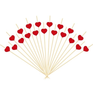 Heart-Shaped Cocktail Picks - 110 Pcs for Celebrations