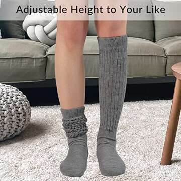 Witwot Slouch Socks Women Cotton Knee High Tube Socks