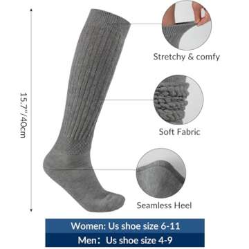 Witwot Slouch Socks Women Cotton Knee High Tube Socks