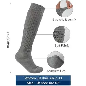 Witwot Slouch Socks Women Cotton Knee High Tube Socks