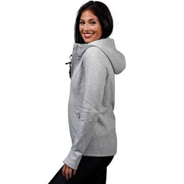 90 Degree By Reflex Womens ColdGear Warm Fleece Brushed Inside Jacket Top - Heather Grey Fleece Hoodie - Medium