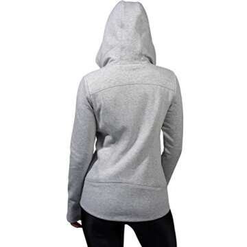 90 Degree By Reflex Womens ColdGear Warm Fleece Brushed Inside Jacket Top - Heather Grey Fleece Hoodie - Medium