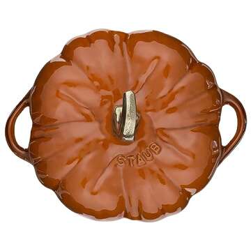 STAUB Cast Iron 3.5 Qt Pumpkin Dutch Oven, Cocotte, Burnt Orange, Made in France