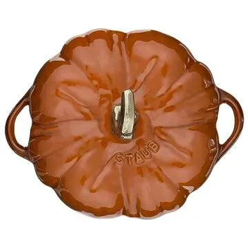 STAUB Cast Iron 3.5 Qt Pumpkin Dutch Oven, Cocotte, Burnt Orange, Made in France