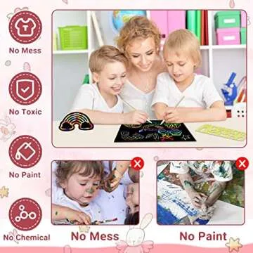 ZMLM Scratch Rainbow Art Set - 50Pcs Magic DIY Craft Supplies