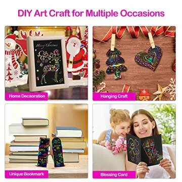 ZMLM Scratch Rainbow Art Set - 50Pcs Magic DIY Craft Supplies