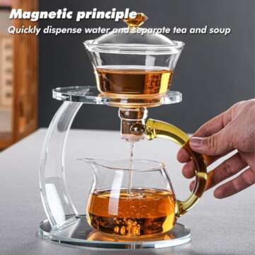 KALWEL,Magnetic Teapot,Lazy Kung Fu Glass Tea Set,Glass Tea Set, Home Lazy Semi Automatic Tea Maker,...