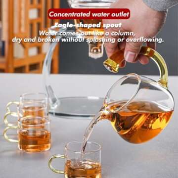 KALWEL,Magnetic Teapot,Lazy Kung Fu Glass Tea Set,Glass Tea Set, Home Lazy Semi Automatic Tea Maker,Heat Resistant Glass Magic Teapot Set,Perfect for Holiday Gifts,Suitable for Loose Tea, Flower Tea