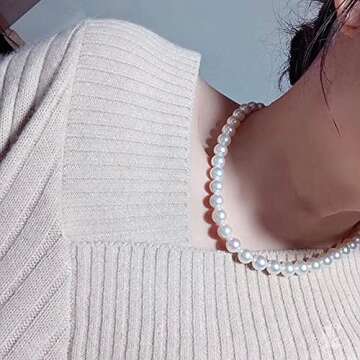 8mm Simulated Glass Pearl Necklace 16inch Strand Pearl Jewelry