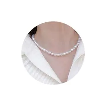 Stunning 8mm Simulated Glass Pearl Necklace 16inch Strand