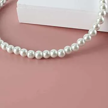 Stunning 8mm Simulated Glass Pearl Necklace 16inch Strand