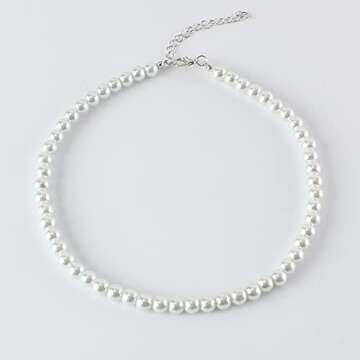 8mm Simulated Glass Pearl Necklace 16inch Strand Pearl Jewelry