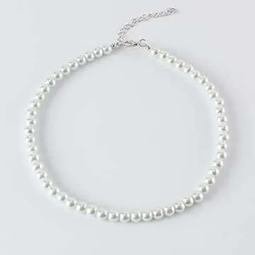 Stunning 8mm Simulated Glass Pearl Necklace 16inch Strand