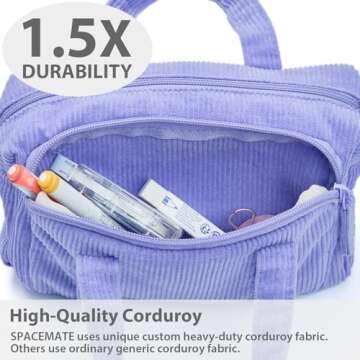 SPACEMATE Large Pencil Case Durable Corduroy Bag for School