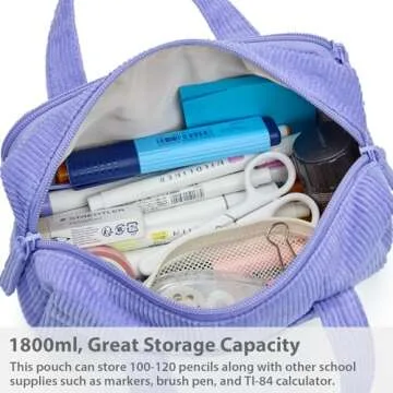 SPACEMATE Large Pencil Case Durable Corduroy Bag for School