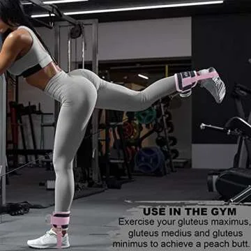 LAVVON Ankle Straps for Cable Machines Kickbacks - Adjustable Comfort Ankle Cable Attachments for Gym Ankle Cuff Cable Machine Glute Kickback Straps - Leg Extensions, Curls & Ankle Cuffs Women (Pink)