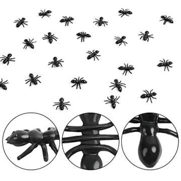 LovesTown 50 PCS Fake Ants, Prank Plastic Black Ant Realistic Ant Halloween Joke Toys for Halloween Party Decor Supplies April Fool's Day Props