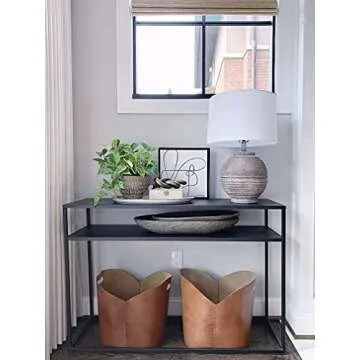 SAFAVIEH Lighting Collection Pendri Modern Rustic Industrial Farmhouse Grey 24-inch Bedroom Living Room Home Office Desk Nightstand Table Lamp (LED Bulb Included)