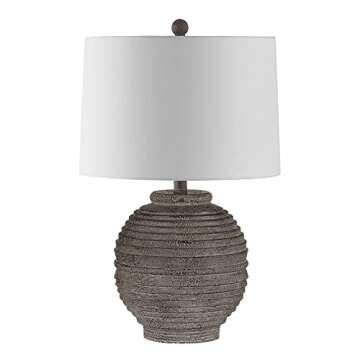 SAFAVIEH Lighting Collection Pendri Modern Rustic Industrial Farmhouse Grey 24-inch Bedroom Living Room Home Office Desk Nightstand Table Lamp (LED Bulb Included)