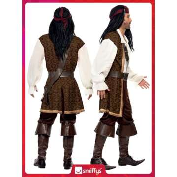 Smiffys High Seas Pirate Costume for Men - L Size