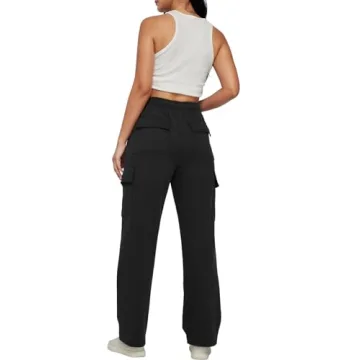 AUTOMET Women's Cargo Sweatpants High Waisted Fleece Joggers