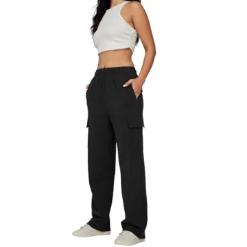 AUTOMET Women's Cargo Sweatpants High Waisted Fleece Joggers