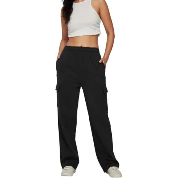 AUTOMET Women's Cargo Sweatpants High Waisted Fleece Joggers