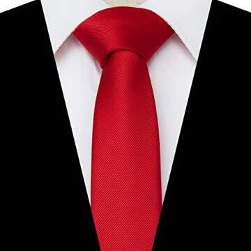 RBOCOTT 2.4" Red Skinny Tie for Men - Elegant Silk Necktie for Weddings & Business