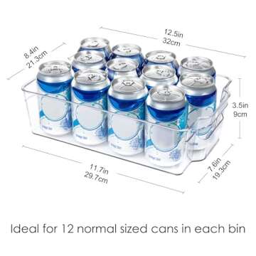 HOOJO Refrigerator Organizers and Storage - 4pcs Clear Plastic Bins For Fridge, Freezer, Kitchen Cab...