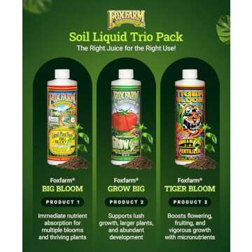 FoxFarm Fertilizer Soil Trio Liquid Nutrient: Tiger Bloom, Grow Big, Big Bloom Bottles - (Pack of 3-1 Pint)