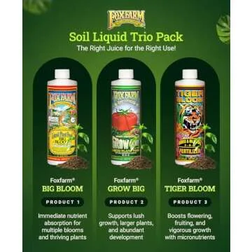 FoxFarm Fertilizer Soil Trio Liquid Nutrient: Tiger Bloom, Grow Big, Big Bloom Bottles - (Pack of 3-1 Pint)