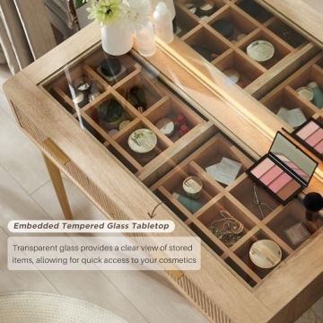 Sleek T4TREAM Fluted Makeup Vanity Desk with Mirror