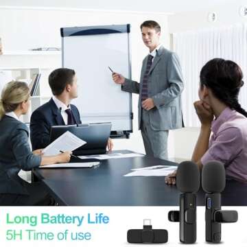 JUDKIOM 2 Pack Wireless Lavalier Microphone for iPhone, Professional Lapel Mics, Wireless Mic Plug-Play, Lapel Microphone for Video Recording Interview TikTok (USB C for Android iphone15/16)