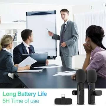 JUDKIOM 2 Pack Wireless Lavalier Microphone for iPhone, Professional Lapel Mics, Wireless Mic Plug-Play, Lapel Microphone for Video Recording Interview TikTok (USB C for Android iphone15/16)