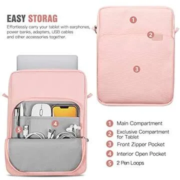 TiMOVO 9-11 Inch Tablet Sleeve Bag with Shoulder Strap for iPad 10th Gen. 10.9", iPad 9th/8th/7th Gen. 10.2", iPad Air 11/Air 5th/4th Gen. 10.9",Galaxy Tab A9+/A9 Plus 11", Pink