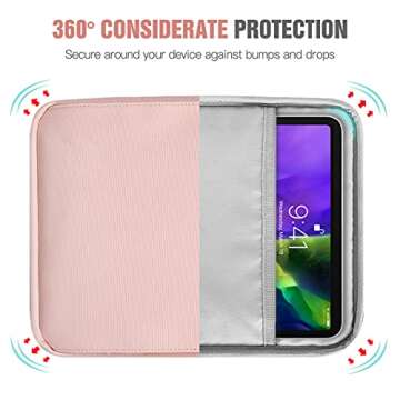 TiMOVO 9-11 Inch Tablet Sleeve Bag with Shoulder Strap for iPad 10th Gen. 10.9", iPad 9th/8th/7th Gen. 10.2", iPad Air 11/Air 5th/4th Gen. 10.9",Galaxy Tab A9+/A9 Plus 11", Pink