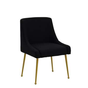 ZHENGHAO Black Dining Chairs Set of 2, Upholstered Dining Room Chairs with Gold Legs Modern Velvet Chair Accent Side Chairs for Living Room/Kitchen/Dinner/Patio/Cafe