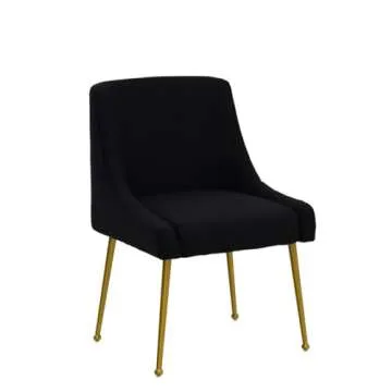 ZHENGHAO Black Dining Chairs Set of 2, Upholstered Dining Room Chairs with Gold Legs Modern Velvet Chair Accent Side Chairs for Living Room/Kitchen/Dinner/Patio/Cafe