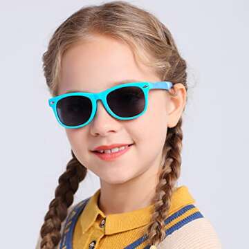 FANNYGO 3 Pack kids sunglasses for Boys Girls Kids Polarized Sunglasses boy Girl Age 3-11 (Black+blue+light blue)