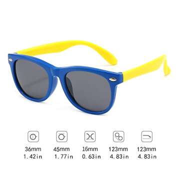 FANNYGO 3 Pack kids sunglasses for Boys Girls Kids Polarized Sunglasses boy Girl Age 3-11 (Black+blue+light blue)
