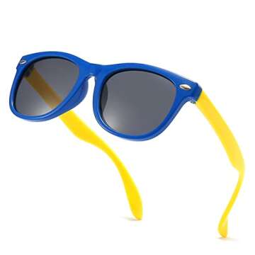 FANNYGO 3 Pack kids sunglasses for Boys Girls Kids Polarized Sunglasses boy Girl Age 3-11 (Black+blue+light blue)