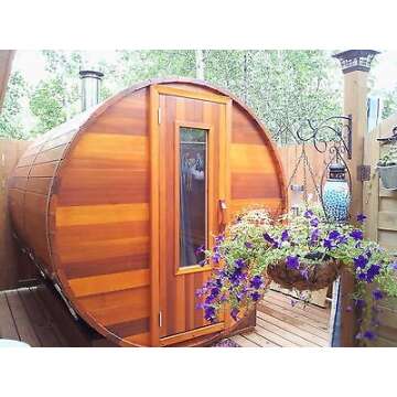 Northern Lights Group Barrel Sauna Kit - Outdoor Barrel Sauna Room 7' x 7' -Wood Fired Heater