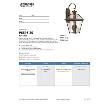 Stylish Progress Lighting Burlington Two-Light Wall Lantern