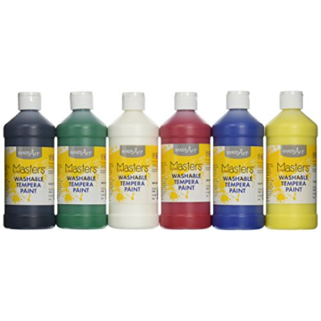 Handy Art Masters Washable Tempera Paint, 6-16 oz, 6 per Set