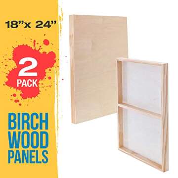 U.S. Art Supply Unfinished Cradled Wood Panels for Painting, 2 Pack of 18x24 inch - Gallery Birch Wo...