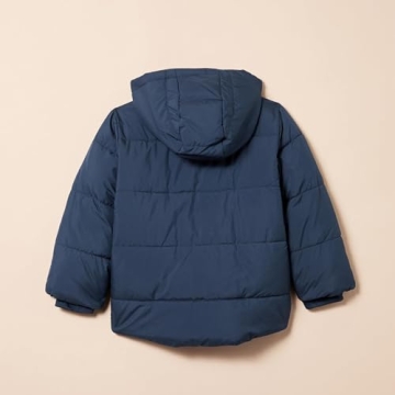 Amazon Essentials Toddler Boys' Heavyweight Hooded Puffer Jacket, Navy, 4T