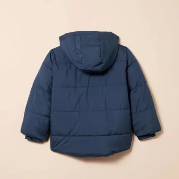 Amazon Essentials Toddler Boys' Heavyweight Hooded Puffer Jacket, Navy, 4T