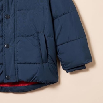 Amazon Essentials Toddler Boys' Heavyweight Hooded Puffer Jacket, Navy, 4T