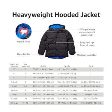 Amazon Essentials Toddler Boys' Heavyweight Hooded Puffer Jacket, Navy, 4T